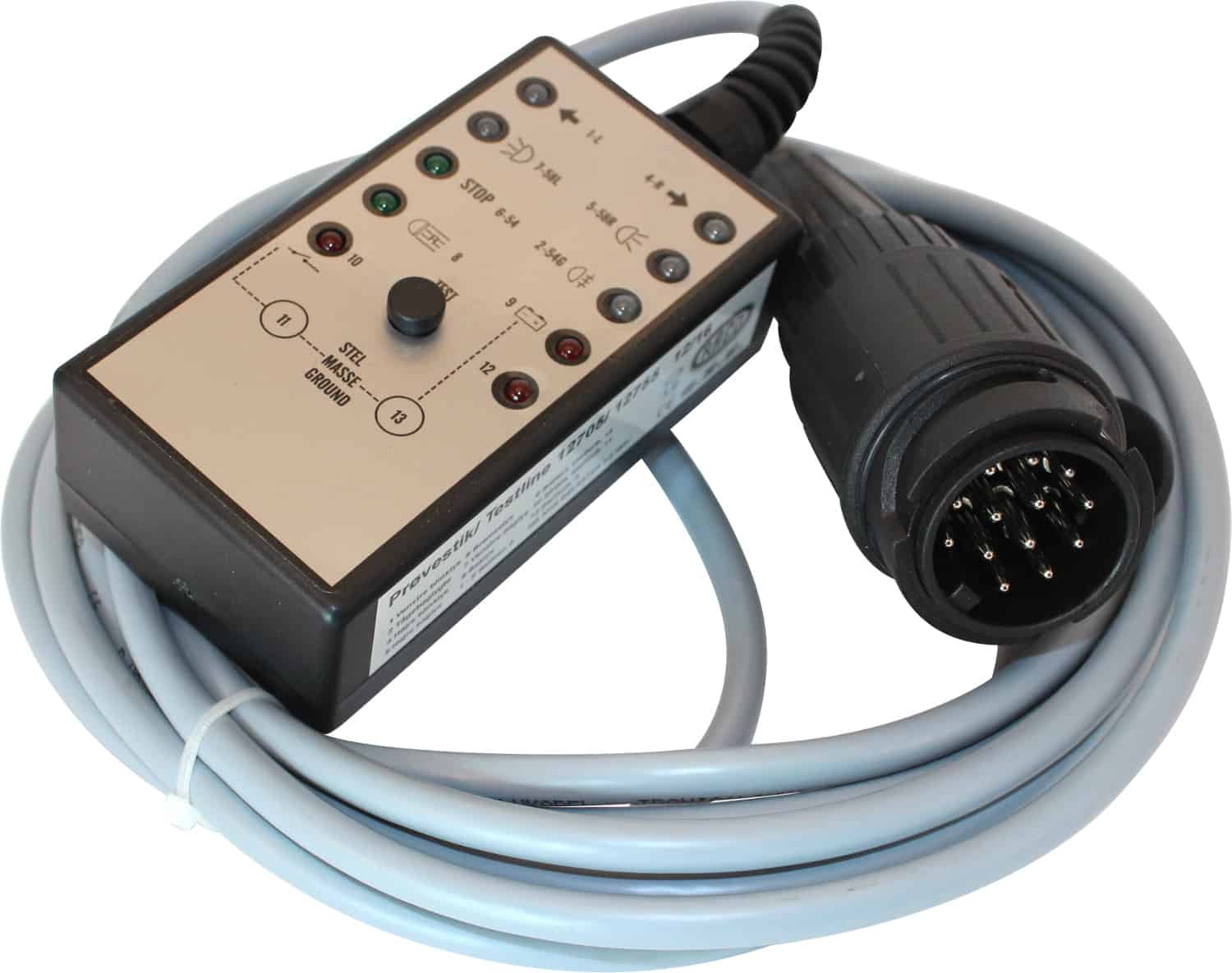 Trailer tester GSE stik til bil gennemgang anhænger prøvestik strøm spænding 5 M kabel 12V 13 pol CAN BUS ISO 11446 12755 RACO