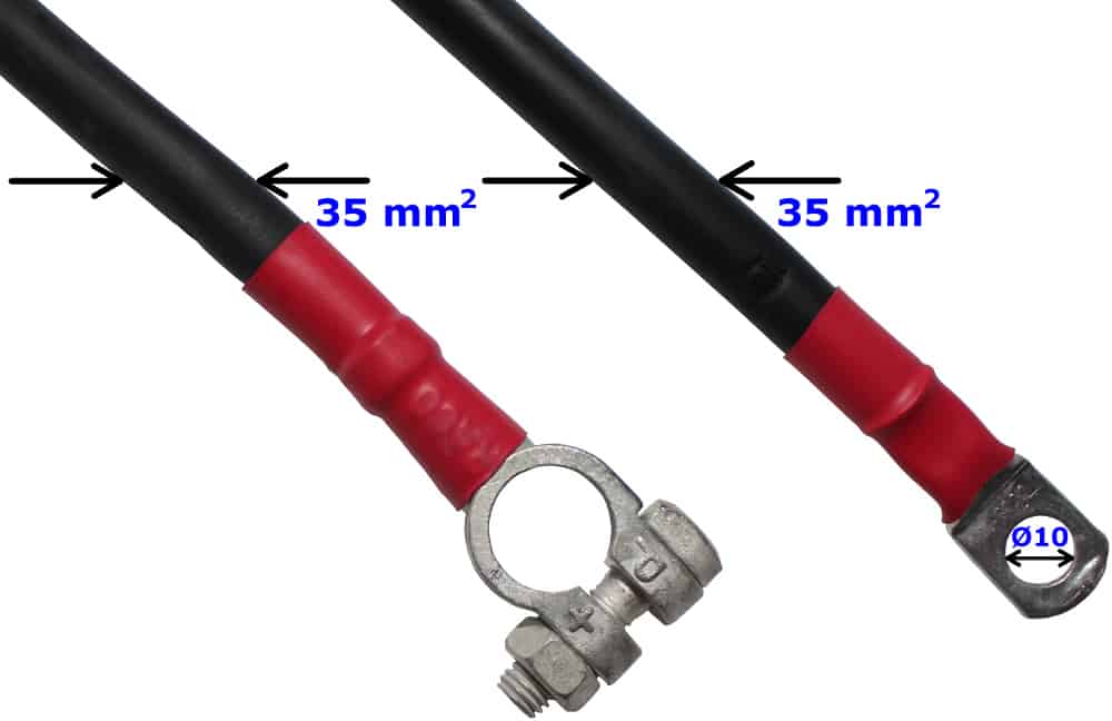 Battery cable 35mm² Connecting cable Starter cable Plus Battery terminal Ring terminal shoe Black RACO
