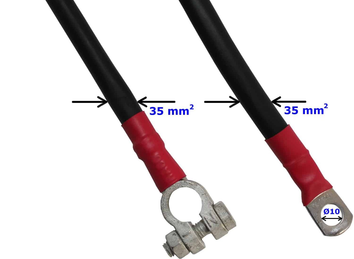 Battery cable 35mm² Connecting cable Starter cable Minus Battery terminal Ring terminal shoe Black RACO