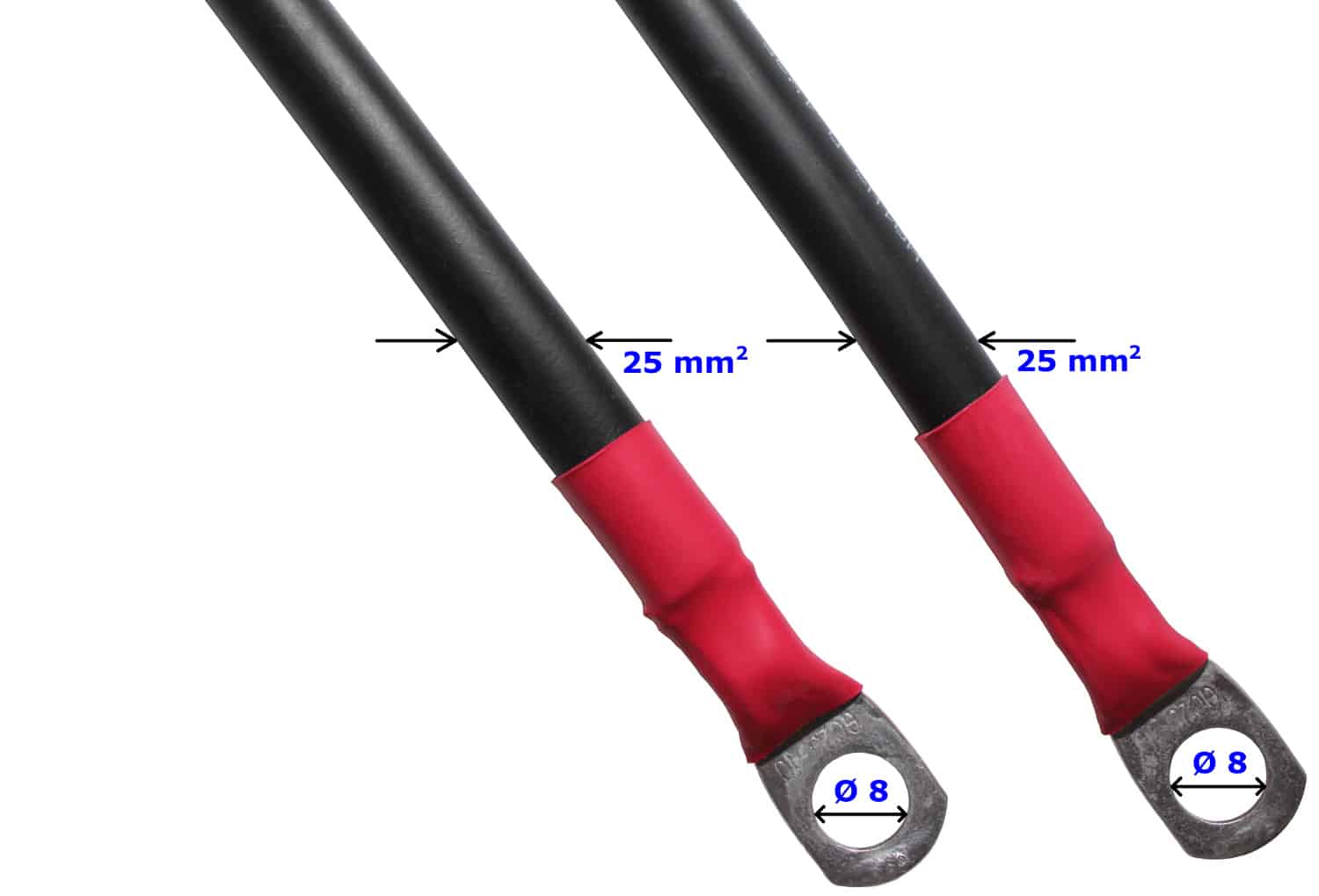 Batterikabel 25mm² Forbindelseskabel Starter kontakt kabel Ringkabelsko Ø 8mm Sort RACO