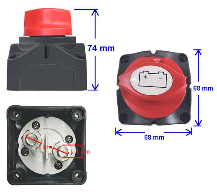 Battery switch Selector Kill switch Power red button with measurements Disconnect Key Master boat A701S 200A 080002 RACO GSE