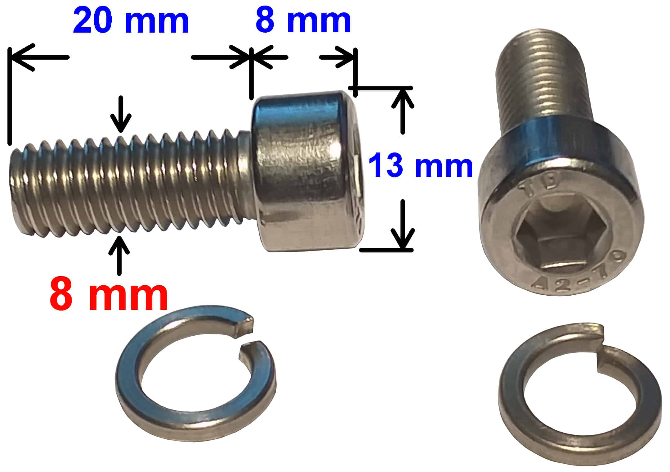 Screw Bolt and Washer tensioning disc 6mm for Top post adapter set Battery terminal connector stud extender RACO GSE 12FGL42